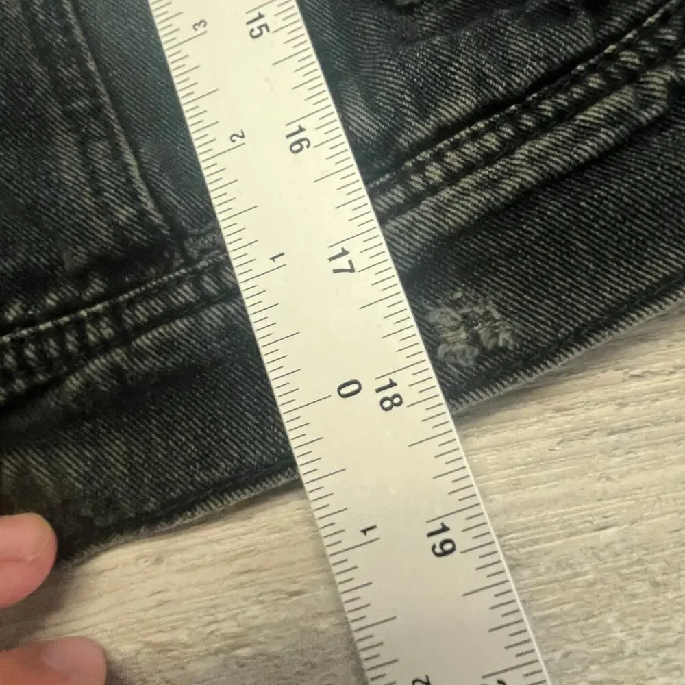 Free People Two Toned Black Gray Women S Grunge Hooded Knit Denim Trucker Jacket - Picture 7 of 9